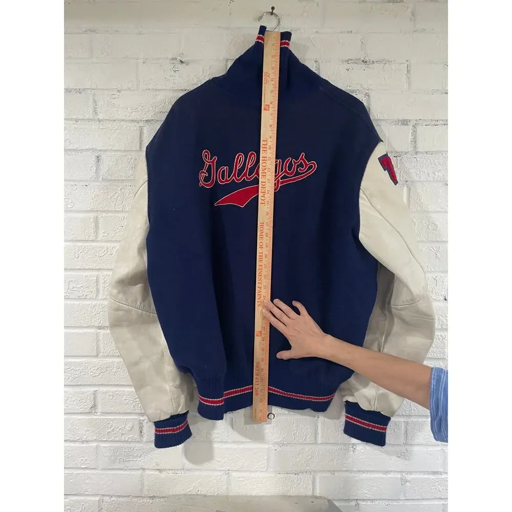 Vintage DeLONG Varsity Letterman Jacket Football Track 52 Long USA Wool Leather